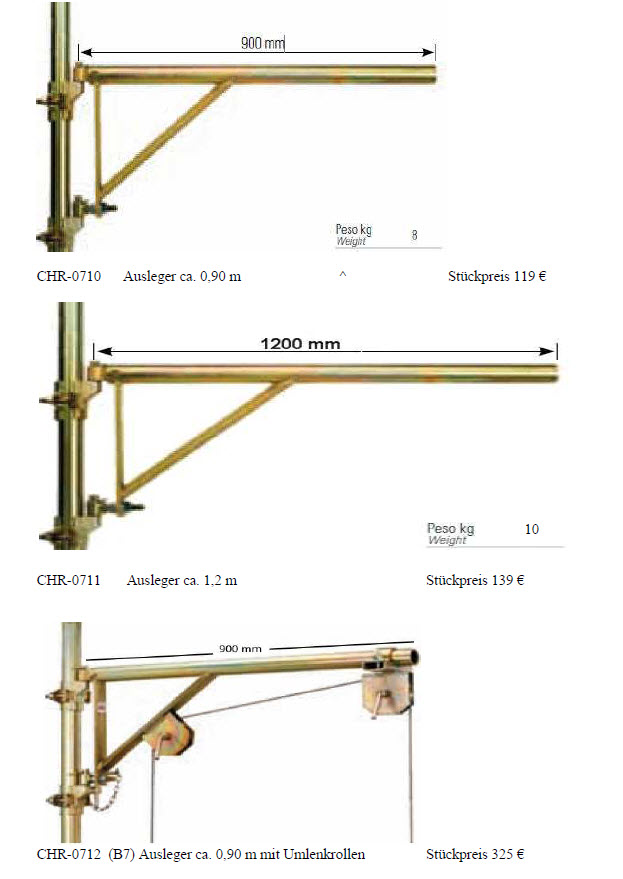 auslegerarm für Hubzuege